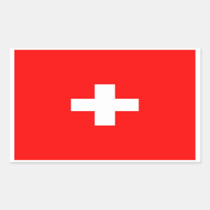 Rechteckaufkleber mit Flagge von der Schweiz Rechteckiger Aufkleber