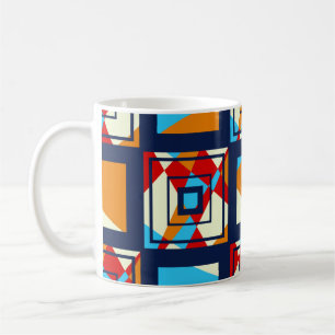 Rechtecke aus bunten Stücken. Trendnahtlose Pappe Kaffeetasse