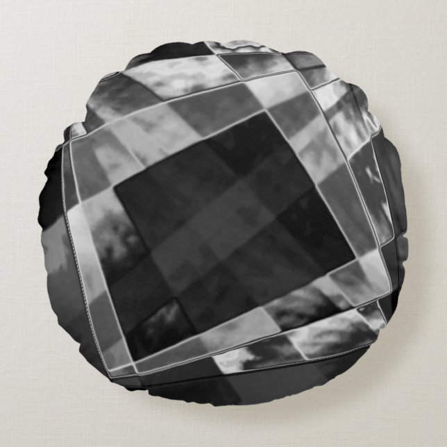 Rechtecke, eingearbeitet oder gestreckt, schwarz,  rundes kissen (Vorderseite)