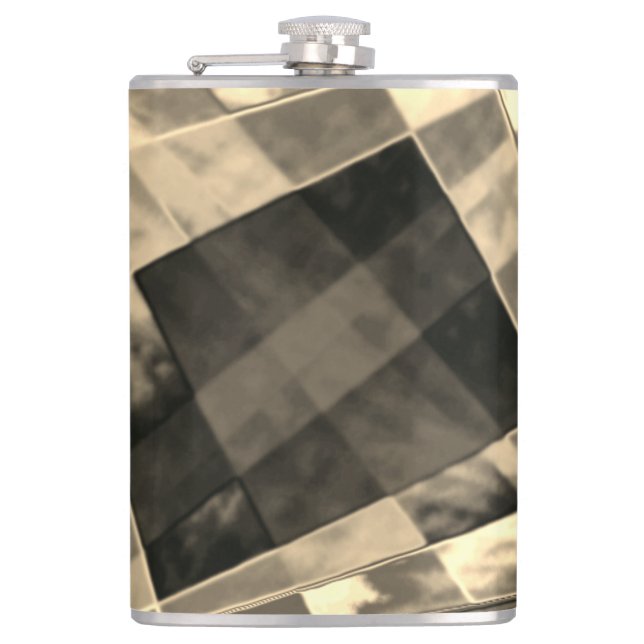 Rechtecke in Holz oder Beige geneigt? Flachmann (Vorderseite)