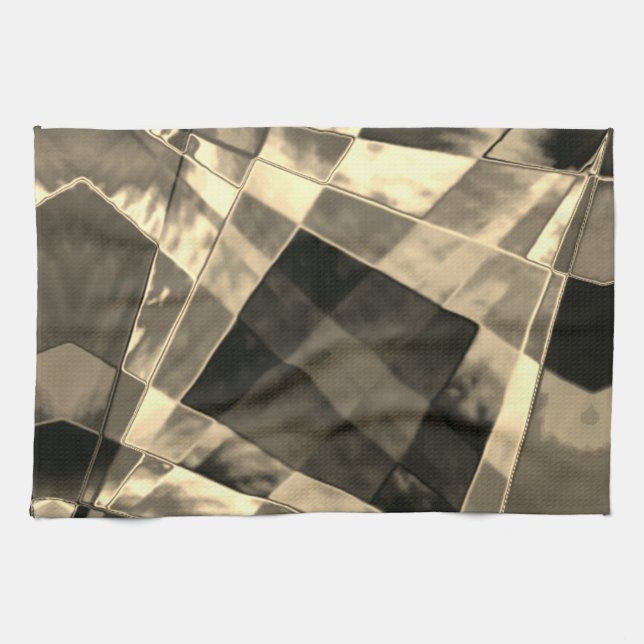 Rechtecke in Holz oder Beige geneigt? Geschirrtuch (Horizontal)