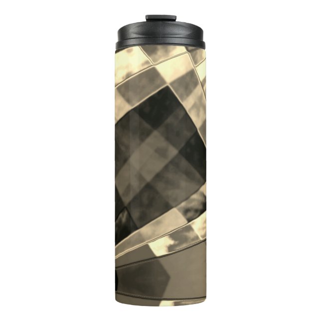 Rechtecke in Holz oder Beige geneigt? Thermosbecher (Vorderseite)