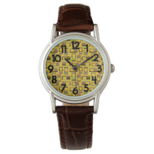 Rechtecke mit goldenem Streifen Armbanduhr