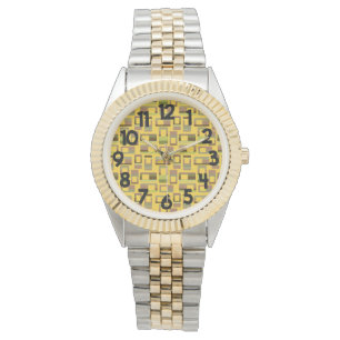 Rechtecke mit goldenem Streifen Armbanduhr