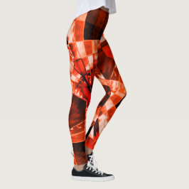 Rechtecke, mit oder ohne Streifen, lebende Koralle Leggings
