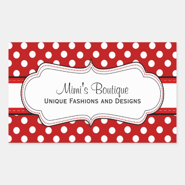 Rechteckige Aufkleber für Retro Red Polka Dot (Vorderseite)
