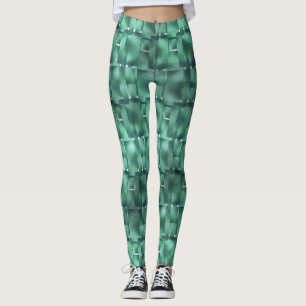 Rechteckige Formen in dunkel und gepunktet grün Leggings