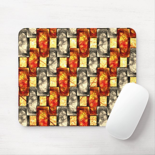 Rechteckige, geschnitzte Stücke in Beige und Rot Mousepad (Mit Mouse)