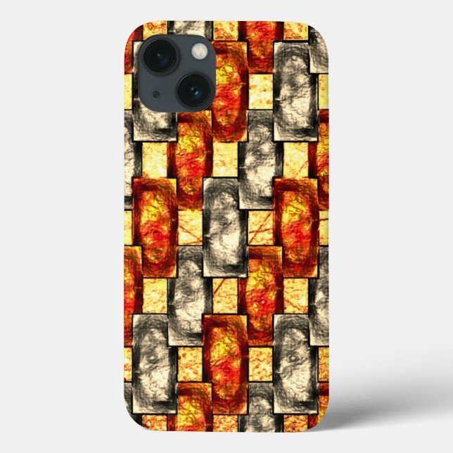 Rechteckige, rötlich und beige gearbeitete Stücke Case-Mate iPhone Hülle (Rückseite)