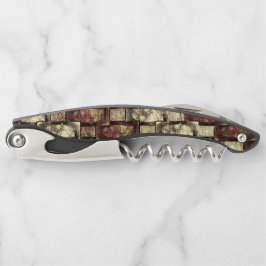 Rechteckige Schnitzereien und gepunktet, goldgelb Kellnermesser