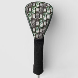 Rechteckige Schnitzereien und gepunktet, grün grau Golf Headcover