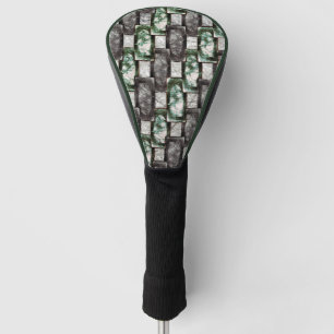 Rechteckige Schnitzereien und gepunktet, grün grau Golf Headcover