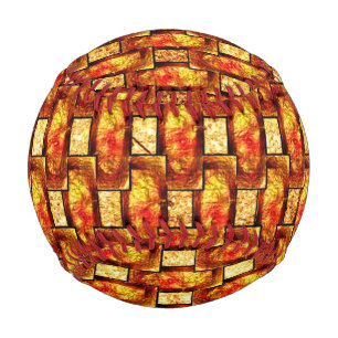 Rechteckige Teller, geschnitzt und farbig, orange Baseball