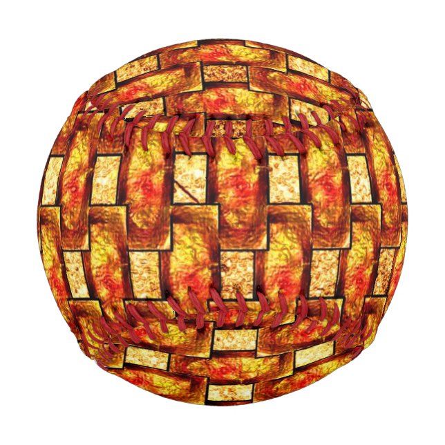 Rechteckige Teller, geschnitzt und farbig, orange Baseball (Rückseite)