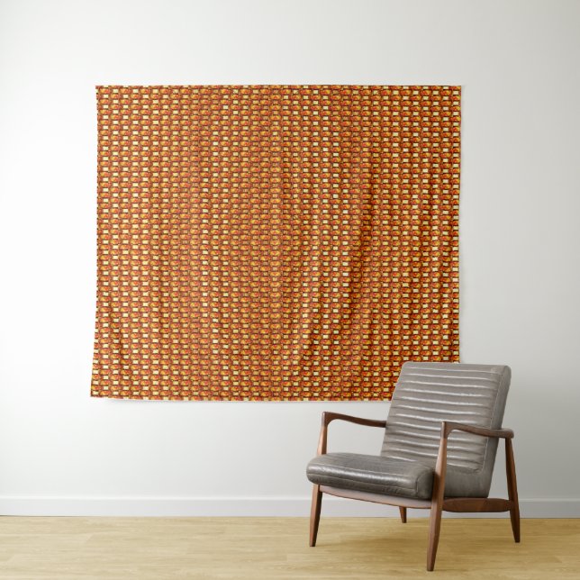 Rechteckige Teller, geschnitzt und farbig, orange Wandteppich (Beispiel (Horizontal))