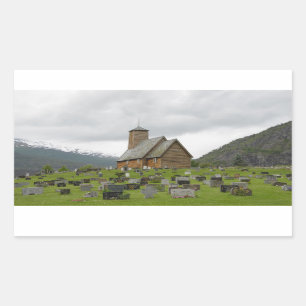 Rechteckiger Aufkleber der Daubekirche in Norwegen