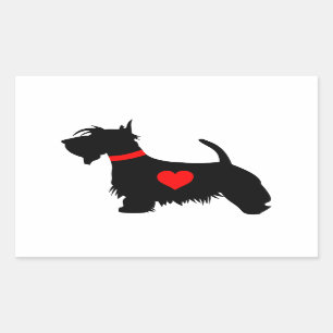 Rechteckiger Aufkleber des Scottiehundeherzens