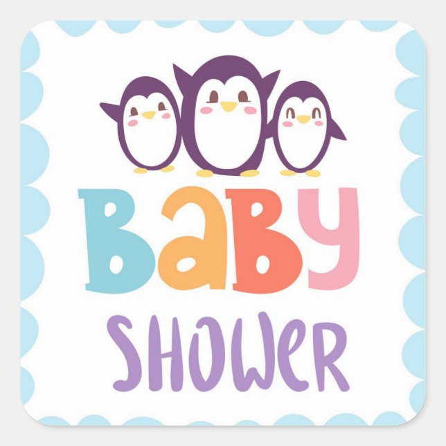 rechteckiger Aufkleber mit Babydusche (Vorderseite)