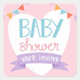 rechteckiger Aufkleber mit Babydusche
