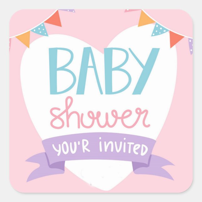 rechteckiger Aufkleber mit Babydusche (Vorderseite)