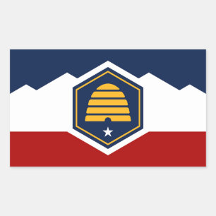Rechteckiger Aufkleber mit der Flagge von Utah, US