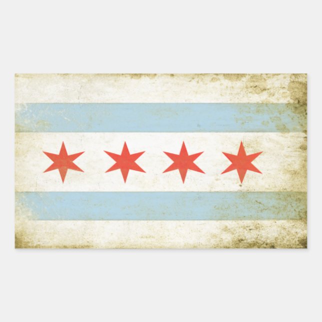 Rechteckiger Aufkleber mit Fahne aus Chicago P (Vorderseite)