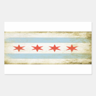 Rechteckiger Aufkleber mit Fahne aus Chicago P