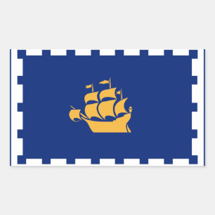 Rechteckiger Aufkleber mit Flagge von Quebec City,