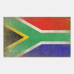 Rechteckiger Aufkleber mit Flagge von Südafrika