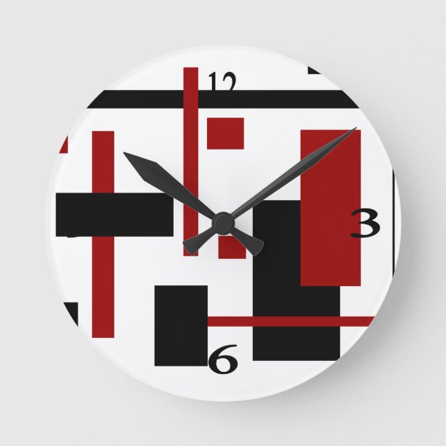 Rechteckiges Muster 1 Runde Wanduhr (Vorderseite)