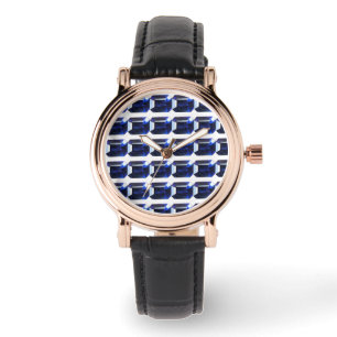 Rechteckiges Sapphire Blue Armbanduhr