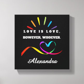 Rechtes Panel - Neon-Regenbogen "Liebe ist Liebe" Leinwanddruck