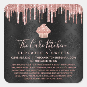 Rechtlicher Rose Gold Cupcake Glitter Drips auf Sc Quadratischer Aufkleber