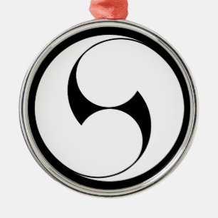 Rechts-Doppel-Tomoe (Aussparung) Silbernes Ornament