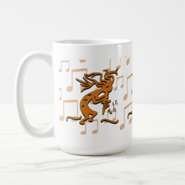 Rechts gegenüber Kokopelli Musiker mit musikalisch Kaffeetasse (Links)