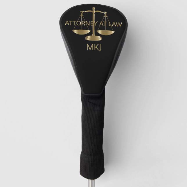 Rechtsanwalt am Gesetz, am Monogramm - Schwarzes Golf Headcover (Vorderseite)