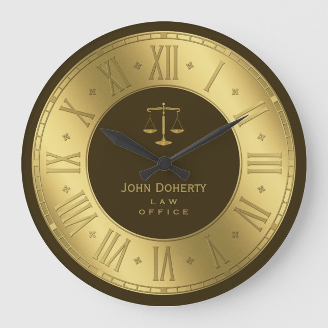RECHTSANWALT am GESETZ| eleganten goldenen noblen Große Wanduhr (Vorderseite)