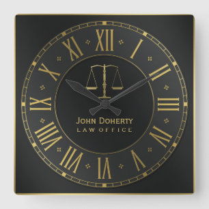 RECHTSANWALT AN GESETZ   goldenes Personalizable Quadratische Wanduhr