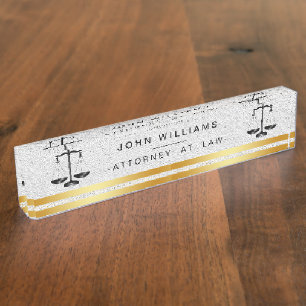 Rechtsanwalt bei Law Gold Black Legal Scale Classi Namensplakette