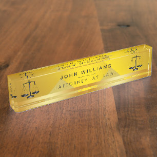 Rechtsanwalt bei Law Gold Black Legal Scale Classi Namensplakette