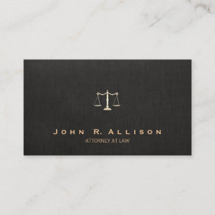 Rechtsanwalt Black Linen sieht Scales of Justice Visitenkarte