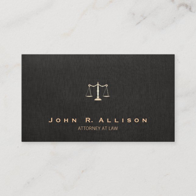 Rechtsanwalt Black Linen sieht Scales of Justice Visitenkarte (Vorderseite)