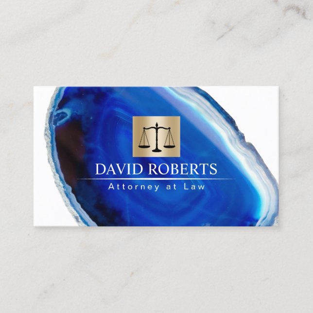 Rechtsanwalt des modernen Blue Agate Stone Rechtsa Visitenkarte (Vorderseite)