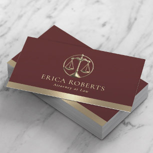 Rechtsanwalt Gold Justice Scale Anwalt bei Law Red Visitenkarte