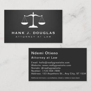 Rechtsanwalt "Justice Scale Black Business Card" Visitenkarte