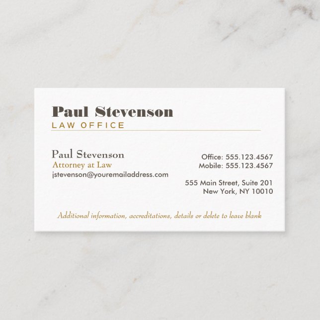 Rechtsanwalt mit "Law Premium Business Card" Visitenkarte (Vorderseite)