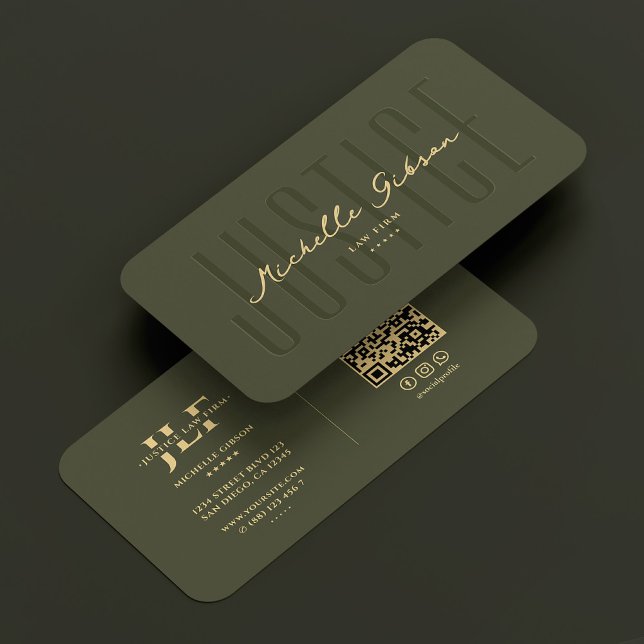 Rechtsanwalt Monogram Justice Army Green Modern Visitenkarte (Attorney Lawyer Monogram Justice Army Green Modern Business Card
)