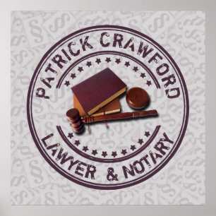 Rechtsanwalt oder Notar mit richterlichem Hammer u Poster