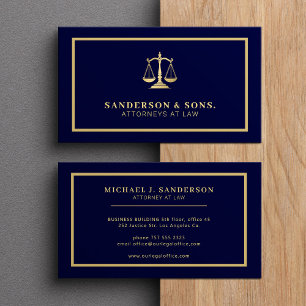 Rechtsanwalt professionell elegant gold navy visitenkarte