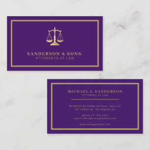 Rechtsanwalt professionell elegant gold violett visitenkarte